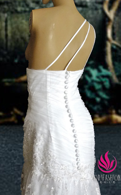 Orifashion HandmadeReal Custom Made One Shoulder Wedding Dress R